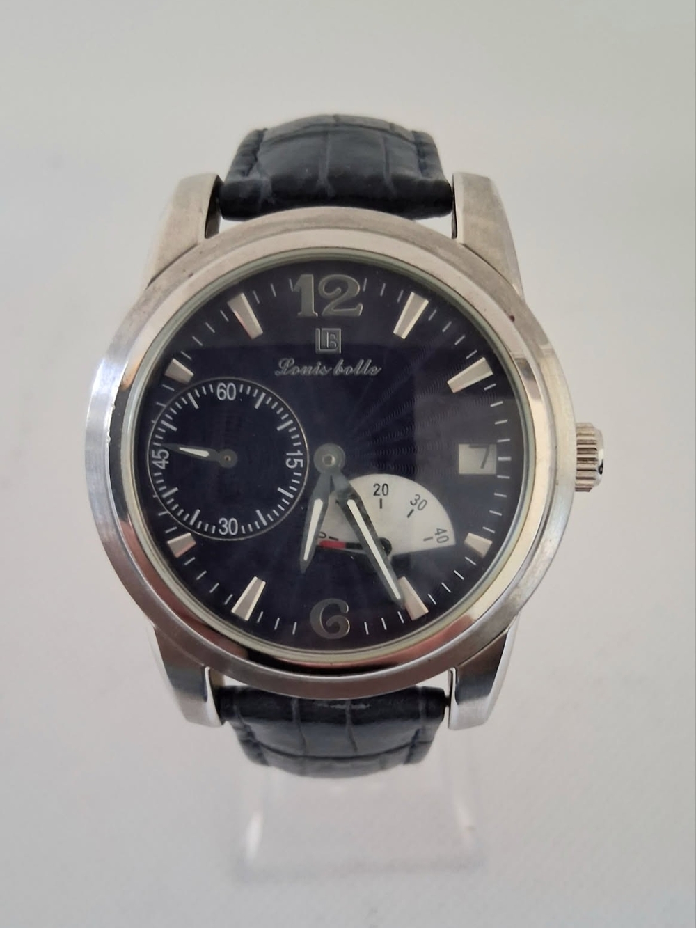 Louis Bolle Auto Mens Watch 40mm Blue Dial Moonphase Date A-5052-178